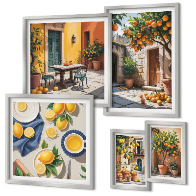 Modernes wandbilder-set Zitrusfrüchte in Gärten