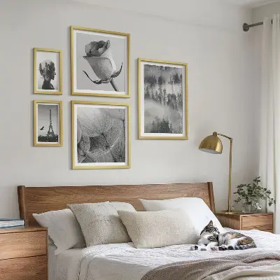 Bilderset fürs Sofa mit Natur- und Stadtmotiven in Schwarz-Weiß
