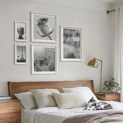 Bilderset fürs Sofa mit Natur- und Stadtmotiven in Schwarz-Weiß