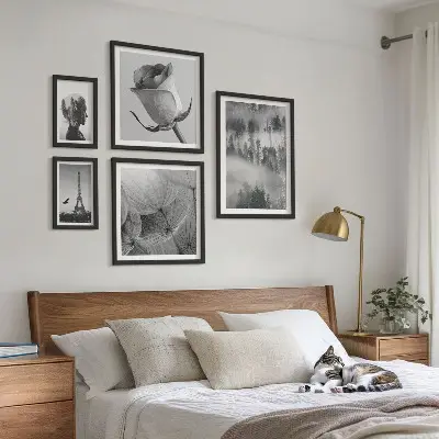 Bilderset fürs Sofa mit Natur- und Stadtmotiven in Schwarz-Weiß