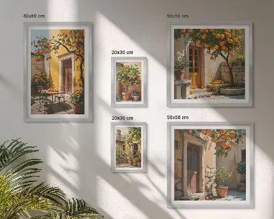 Bildergalerieset für die Wand mit Zitrusfrüchten in Gärten