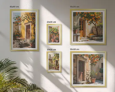 Bildergalerieset für die Wand mit Zitrusfrüchten in Gärten