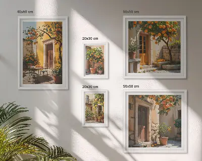 Bildergalerieset für die Wand mit Zitrusfrüchten in Gärten