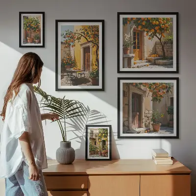 Bildergalerieset für die Wand mit Zitrusfrüchten in Gärten