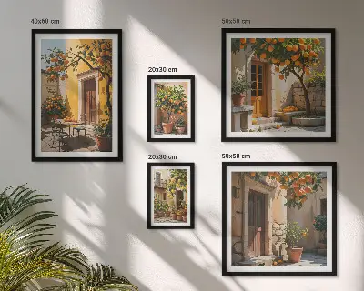 Bildergalerieset für die Wand mit Zitrusfrüchten in Gärten