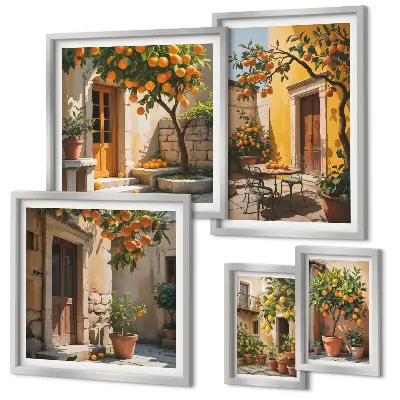 Bildergalerieset für die Wand mit Zitrusfrüchten in Gärten
