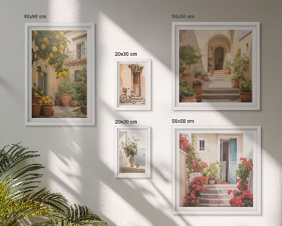 Modernes wandbilder-set Straßen, Blumen, Zitrusfrüchte, Provence