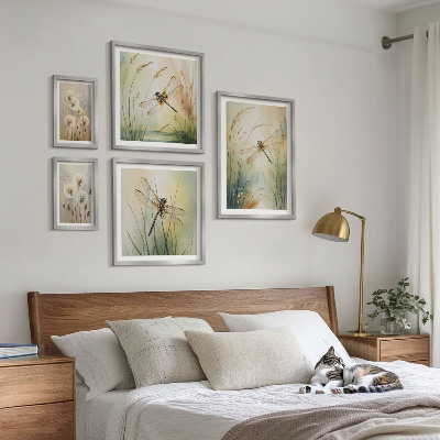 Modernes wandbilder-set Boho-Naturmotive mit Libellen