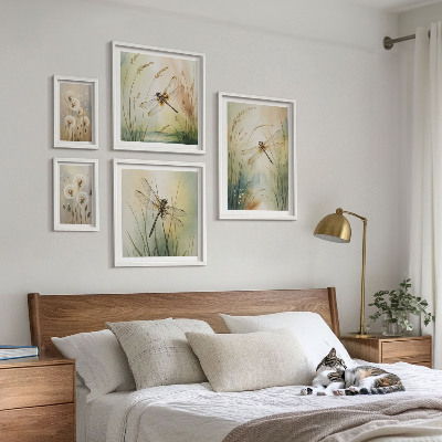 Modernes wandbilder-set Boho-Naturmotive mit Libellen