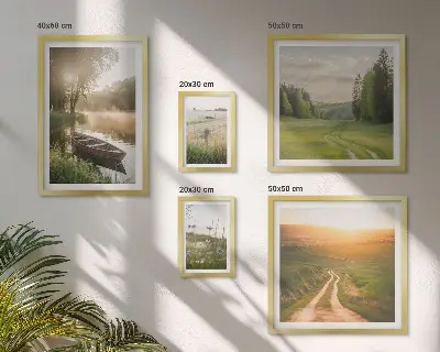 Modernes Wandbilder-Set mit Landschaften aus Wasser und Grün