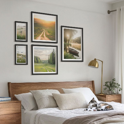 Modernes wandbilder-set Landschaften aus Wasser und Grün