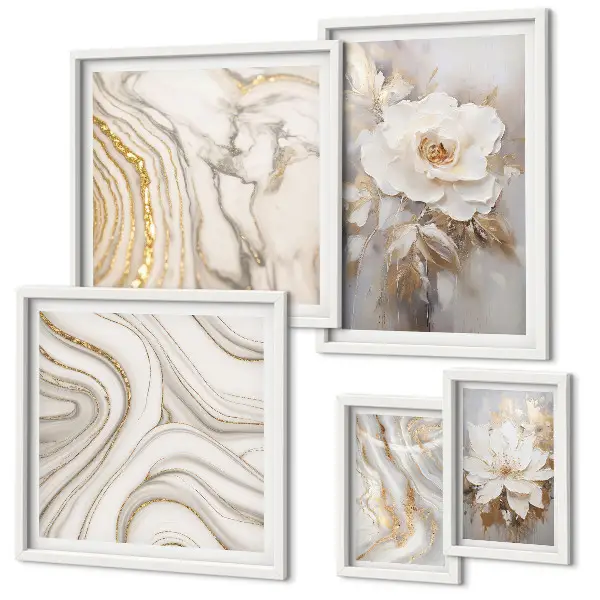 Bildergaleriewand Set abstrakte florale Motive in Eleganz