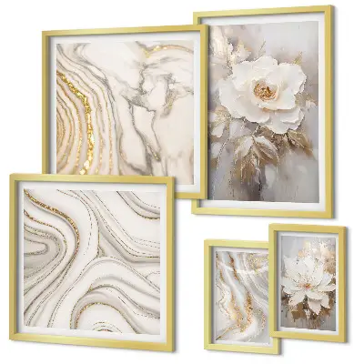 Bildergaleriewand Set abstrakte florale Motive in Eleganz