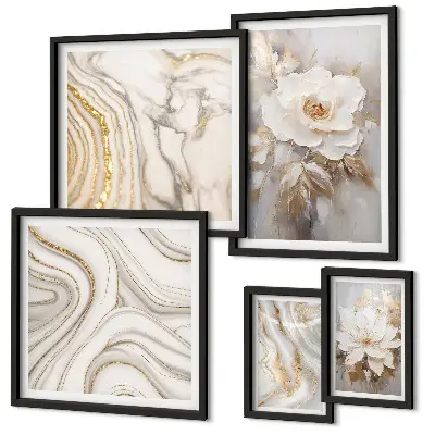 Bildergaleriewand Set abstrakte florale Motive in Eleganz