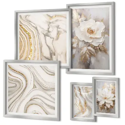 Bildergaleriewand Set abstrakte florale Motive in Eleganz