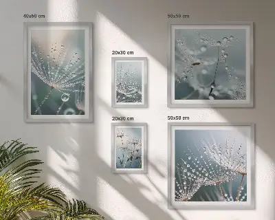 Wandbilder-Set minimalistische Pflanzen mit Tautropfen