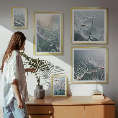 Wandbilder-Set minimalistische Pflanzen mit Tautropfen