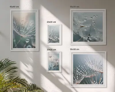 Wandbilder-Set minimalistische Pflanzen mit Tautropfen