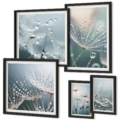 Wandbilder-Set minimalistische Pflanzen mit Tautropfen