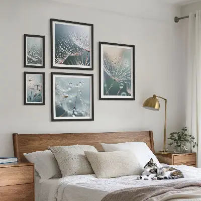 Wandbilder-Set minimalistische Pflanzen mit Tautropfen