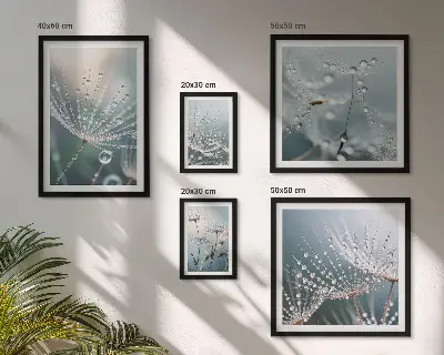 Wandbilder-Set minimalistische Pflanzen mit Tautropfen