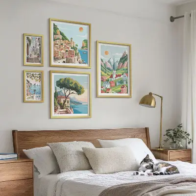 Bildergalerie-Set für die Wand mit Motiven von bezaubernden Bergen und Städten