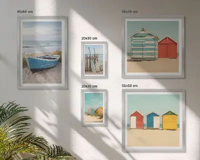 Bildergalerie-Set für die Wand mit Meerblick, Häusern und Booten