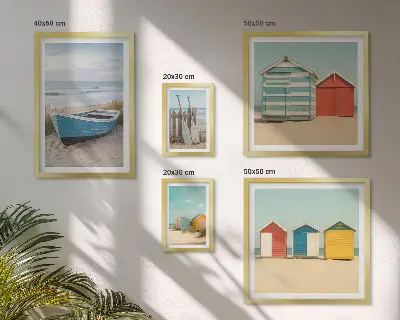 Bildergalerie-Set für die Wand mit Meerblick, Häusern und Booten