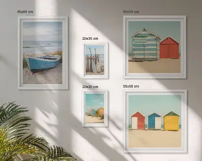 Bildergalerie-Set für die Wand mit Meerblick, Häusern und Booten