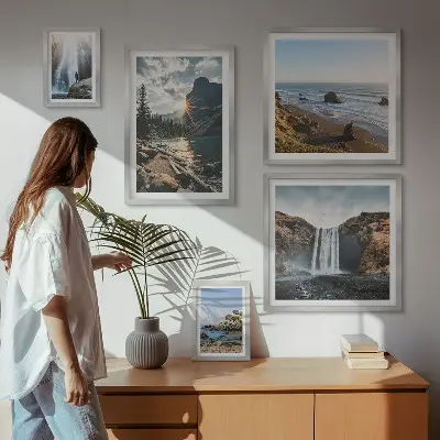 Bildergalerie-Set für die Wand mit Landschaften, Wasserfällen und Stränden