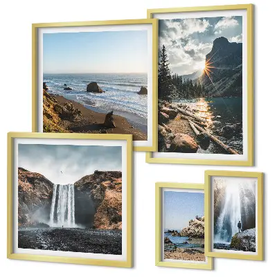 Bildergalerie-Set für die Wand mit Landschaften, Wasserfällen und Stränden