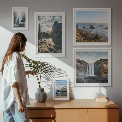 Bildergalerie-Set für die Wand mit Landschaften, Wasserfällen und Stränden