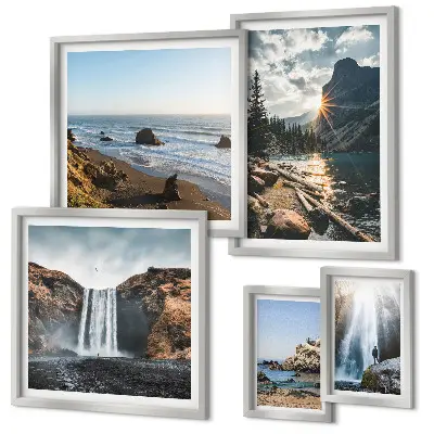 Bildergalerie-Set für die Wand mit Landschaften, Wasserfällen und Stränden