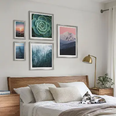Modernes Wandbilderset mit Landschaften von Bergen und Meer im Boho Stil