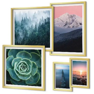 Modernes Wandbilderset mit Landschaften von Bergen und Meer im Boho Stil