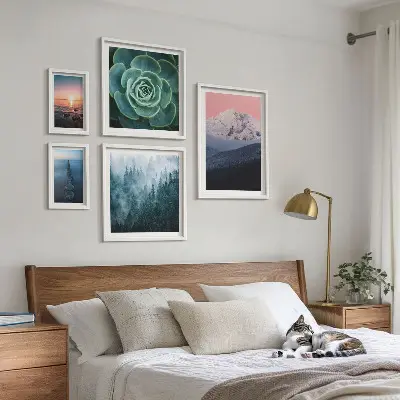Modernes Wandbilderset mit Landschaften von Bergen und Meer im Boho Stil