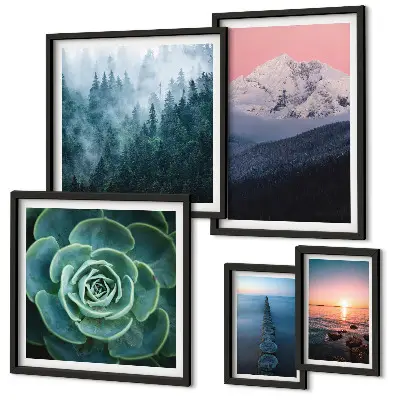 Modernes Wandbilderset mit Landschaften von Bergen und Meer im Boho Stil