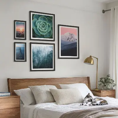 Modernes Wandbilderset mit Landschaften von Bergen und Meer im Boho Stil