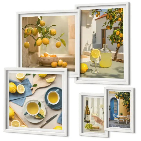 Bildergalerie-Set für die Wand mit rustikalem Zitronenmotiv für die Küche