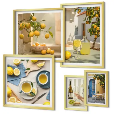Bildergalerie-Set für die Wand mit rustikalem Zitronenmotiv für die Küche