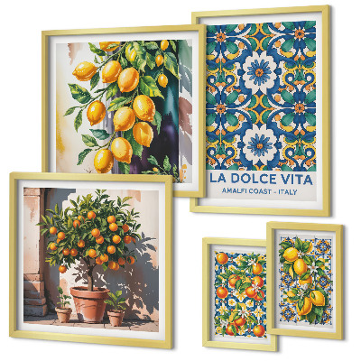 Modernes wandbilder-set Dekorationen im italienischen Zitrusstil (Amalfi-Stil)