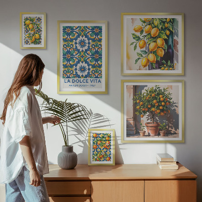 Modernes wandbilder-set Dekorationen im italienischen Zitrusstil (Amalfi-Stil)