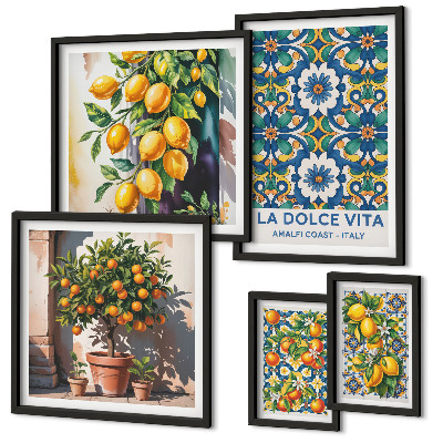 Modernes wandbilder-set Dekorationen im italienischen Zitrusstil (Amalfi-Stil)