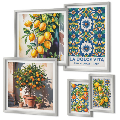 Modernes wandbilder-set Dekorationen im italienischen Zitrusstil (Amalfi-Stil)