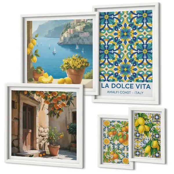 Bilderset fürs Sofa mit italienischen Amalfi-Zitrusblüten
