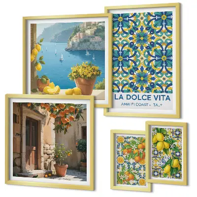 Bilderset fürs Sofa mit italienischen Amalfi-Zitrusblüten