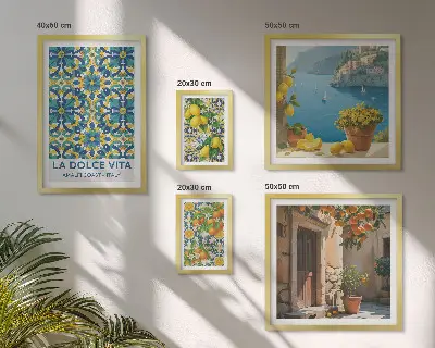 Bilderset fürs Sofa mit italienischen Amalfi-Zitrusblüten