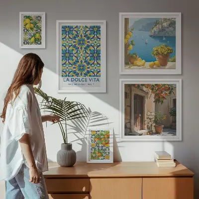 Bilderset fürs Sofa mit italienischen Amalfi-Zitrusblüten