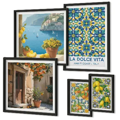Bilderset fürs Sofa mit italienischen Amalfi-Zitrusblüten