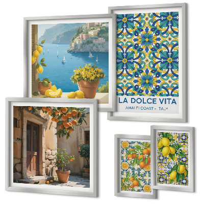 Bilderset fürs sofa Italienische Amalfi-Zitrusblüten